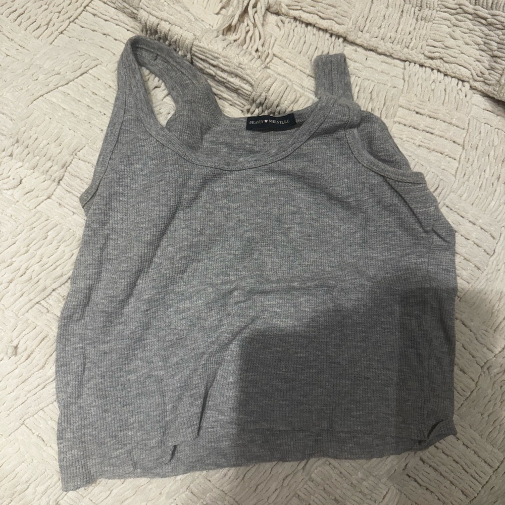 Ribbed Gray Tank Top - Brandy Melville